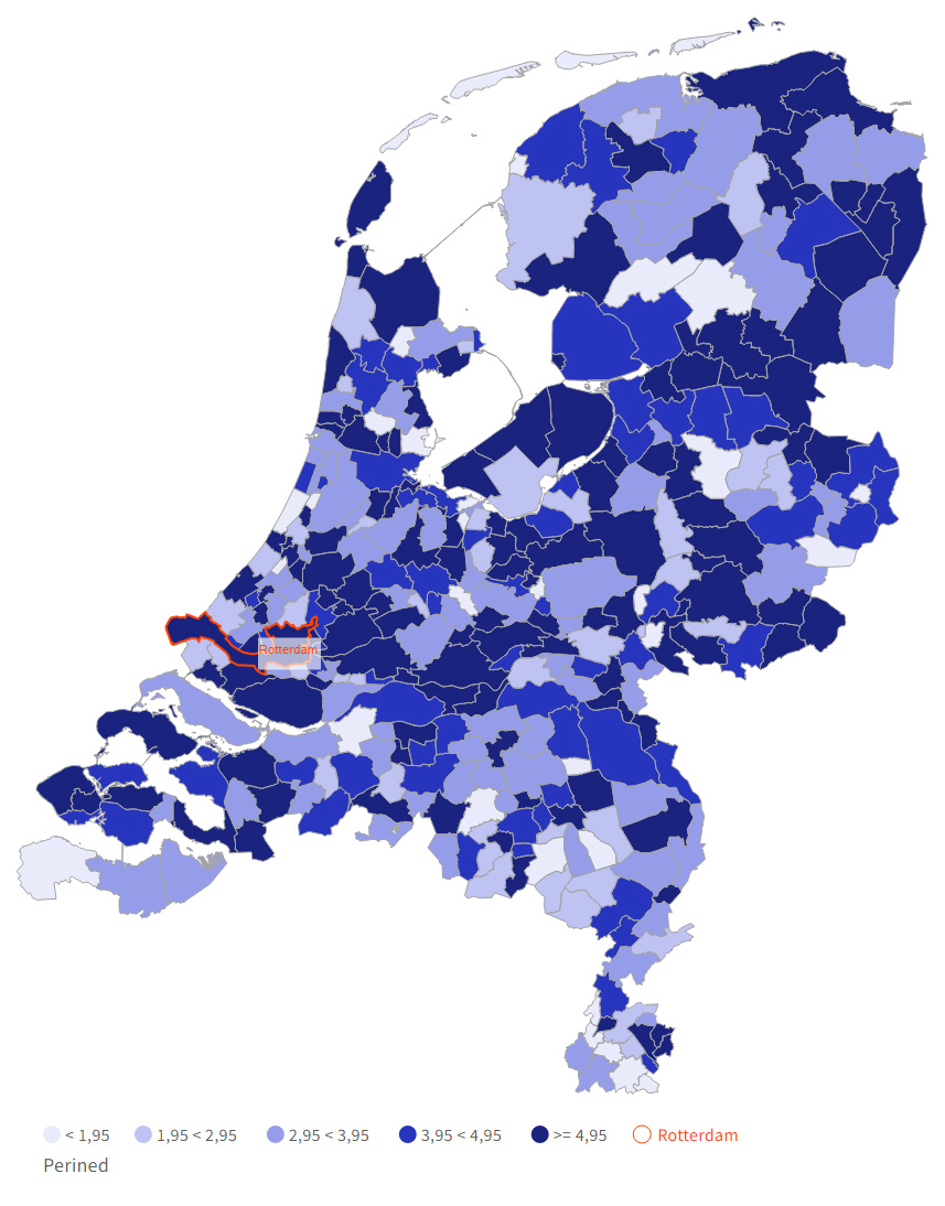 kansenkaart - Sterfte rond de geboorte vanaf 24 weken zwangerschapsduur - Rotterdam per 1.000 geboortes